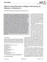 Diffusion Along Dislocations Mitigates Self-Limiting Na Diffusion in Crystalline Sn