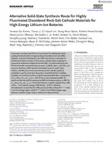 Alternative Solid-State Synthesis Route for Highly Fluorinated Disordered Rock-Salt Cathode Materials for High-Energy Lithium-Ion Batteries