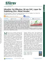 Ultrathin Yet Effective: 90 nm ZnF2 Layer for Stabilizing Zinc-Metal Anodes